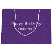 紫の波線パターン ラージペーパーバッグ (正面)