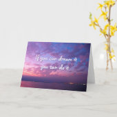 紫の海の日没の写真はそれを行う夢 カード (黄色い花)