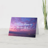 紫の海の日没の写真はそれを行う夢 カード (正面)