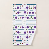 紫の海ブルーと森の緑:ドットと線 バスタオルセット (ハンドタオル)