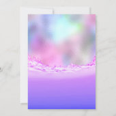 紫の海結婚ピンクのスパークバブル海 招待状 (裏面)