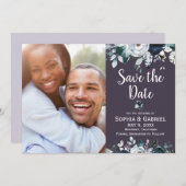 紫の海軍ボホフローラ結婚セーブザデート セーブザデート (正面/裏面)