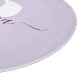 紫の淡い色のスクリプト名モノグラはっきりしたム カッティングボード (角)