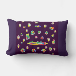 紫の混色のデザパターン（の模様が）あるイン ランバークッション