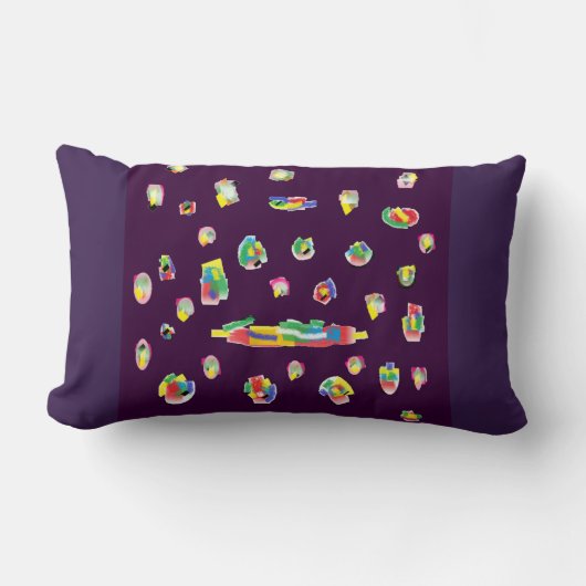 紫の混色のデザパターン（の模様が）あるイン ランバークッション (正面)