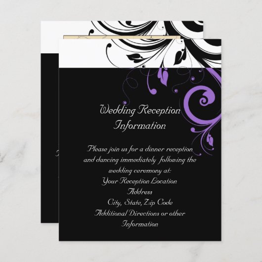 紫の渦巻きアクセントを持つ白黒 (正面/裏面)