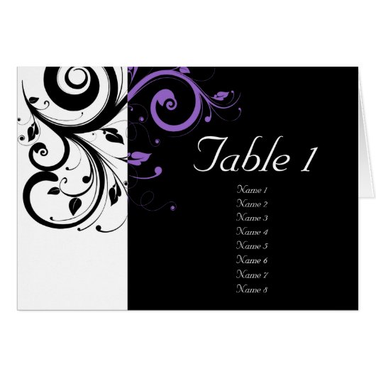 紫の渦巻きアクセントを持つ白黒 (正面横)