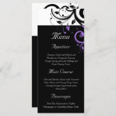 紫の渦巻きアクセントを持つ白黒 メニュー (正面/裏面)