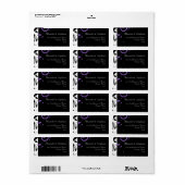 紫の渦巻きアクセントを持つ白黒 ラベル (フルシート)