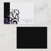紫の渦巻きアクセントを持つ白黒 名刺 (正面/裏面)