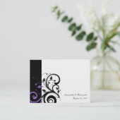 紫の渦巻きアクセントを持つ白黒 名刺 (スタンド正面)