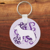 紫の渦巻きシベリアのハスキー キーホルダー (正面)