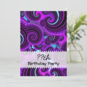 紫の渦巻きフラクタルアート誕生日 招待状 (スタンド正面)