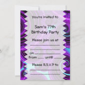 紫の渦巻きフラクタルアート誕生日 招待状 (裏面)