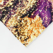 紫の渦巻き大理石とグリッター金ゴールド フリースブランケット (角)