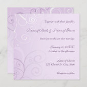 紫の渦巻き結婚式招待状カード 招待状 (正面/裏面)