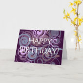 紫の渦巻き カード (黄色い花)