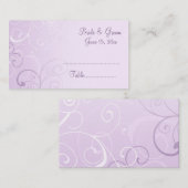 紫の渦巻結婚き旋回の配置カード プレイスカード (正面/裏面)