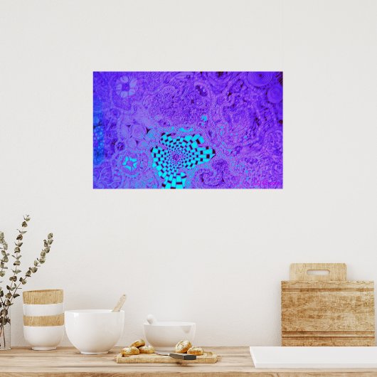 紫の渦迷路 ポスター (キッチン)