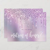 紫の滴が私の名誉の母になる インビテーションポストカード (正面/裏面)