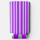 紫の灰色がかった灰色のストライプ緑のかわいらし線 スリム缶クーラー (裏面)