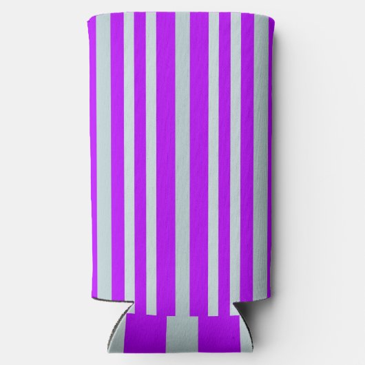 紫の灰色がかった灰色のストライプ緑のかわいらし線 スリム缶クーラー (裏面)
