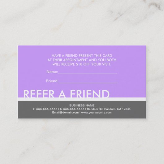 紫の灰色のシンプルは友人のカスタムカードを参照 紹介カード (正面)