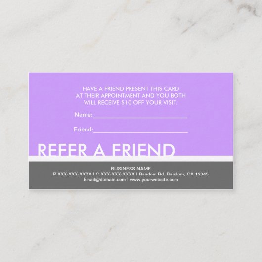 紫の灰色のシンプルは友人のカスタムカードを参照 紹介カード (正面)