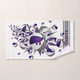 紫の灰色のバスケットは女の子をモノグラムの主演 ハンドタオル