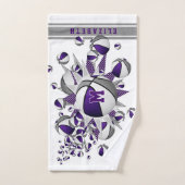 紫の灰色のバスケットは女の子をモノグラムの主演 ハンドタオル (ハンドタオル)