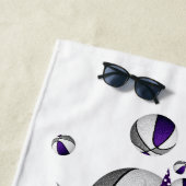 紫の灰色のバスケットは女の子をモノグラムの主演 ビーチタオル (インサイチュ)