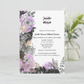 紫の灰色のバラ蝶シックなエレガントな結婚式 招待状 (スタンド正面)