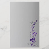 紫の灰色のフローラの結婚文房具 便箋 (正面)