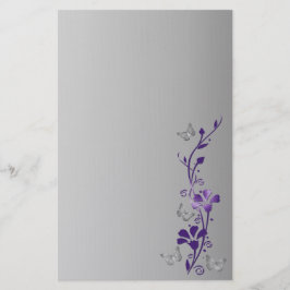 紫の灰色のフローラの結婚文房具 便箋