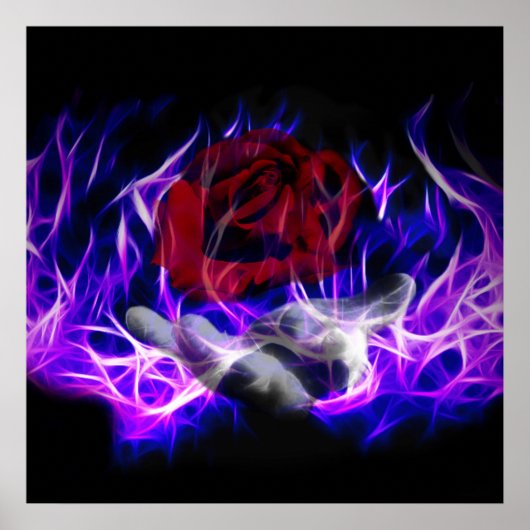 紫の炎のバラと神の手 ポスター (正面)