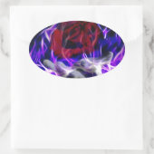 紫の炎のバラと神の手 楕円形シール (バッグ)