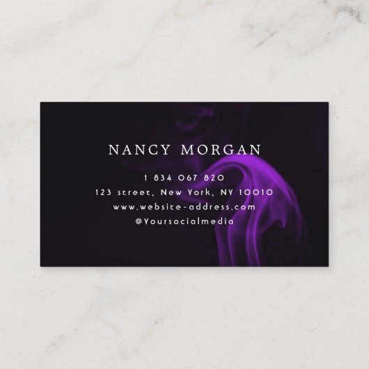 紫の煙ネオン撮影スクリプト 名刺 (裏面)