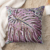 紫の熱帯葉のモンステラ クッション (ブランケット)