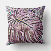 紫の熱帯葉のモンステラ クッション (裏面)