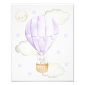 紫の熱気球、動物、バニー、月 フォトプリント            (正面)