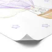 紫の熱気球、動物、バニー、月 ポスター (角)