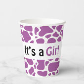 紫の牛のパターン赤ちゃんシャワー性別 紙コップ (裏面)