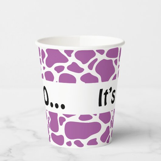 紫の牛のパターン赤ちゃんシャワー性別 紙コップ (左)