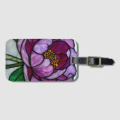 紫の牡丹が染まった ラゲッジタグ (正面横)