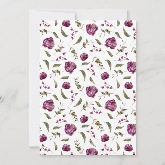 紫の牡丹ベビー写真誕生のお知らせ 案内状 (裏面)