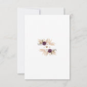 紫の牡丹ホワイトオーキッドパンパスグラス結婚ズ セーブザデート (裏面)