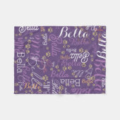 紫の犬パーソナライズされた毛布 フリースブランケット (正面(横))