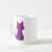 紫の猫のシルエット コーヒーマグカップ (正面左)