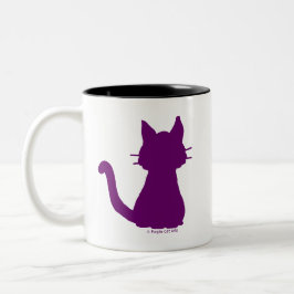 紫の猫のシルエット コーヒーマグカップ
