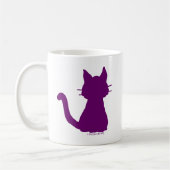 紫の猫のシルエット コーヒーマグカップ (左)